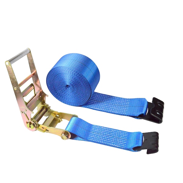 1 Pack Heavy Duty 3" x 30' Ratchet Tie Down Strap Flat Hook for Farm Trailer Truck Blue